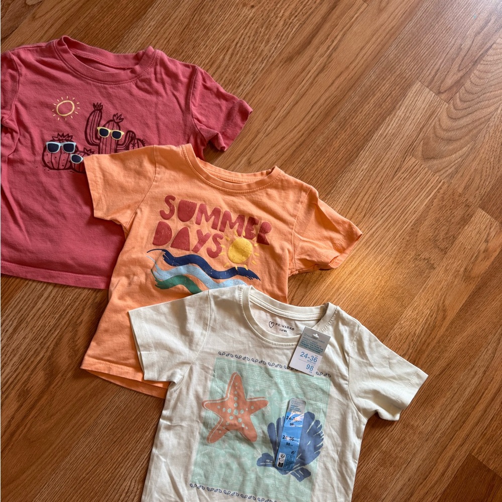 Kids Summer Graphic Tees - Red, Orange, Cream